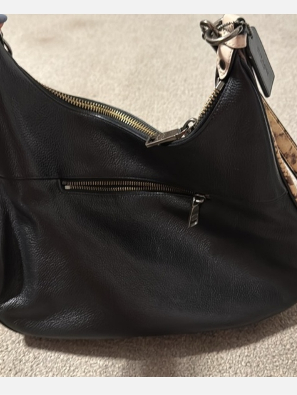 Coach Black Leather Shoulder Bag with Snake-Print Trim And Wallet - Picture 7 of 15